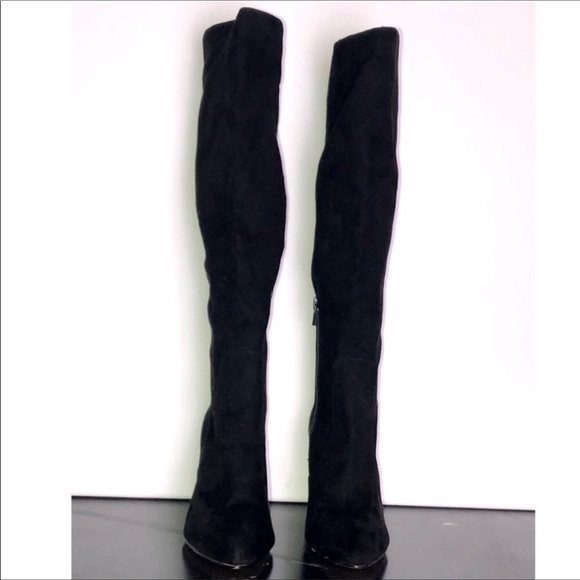14th & Union Black Faux Suede Heel Tall Boots 6M - Picture 2 of 11